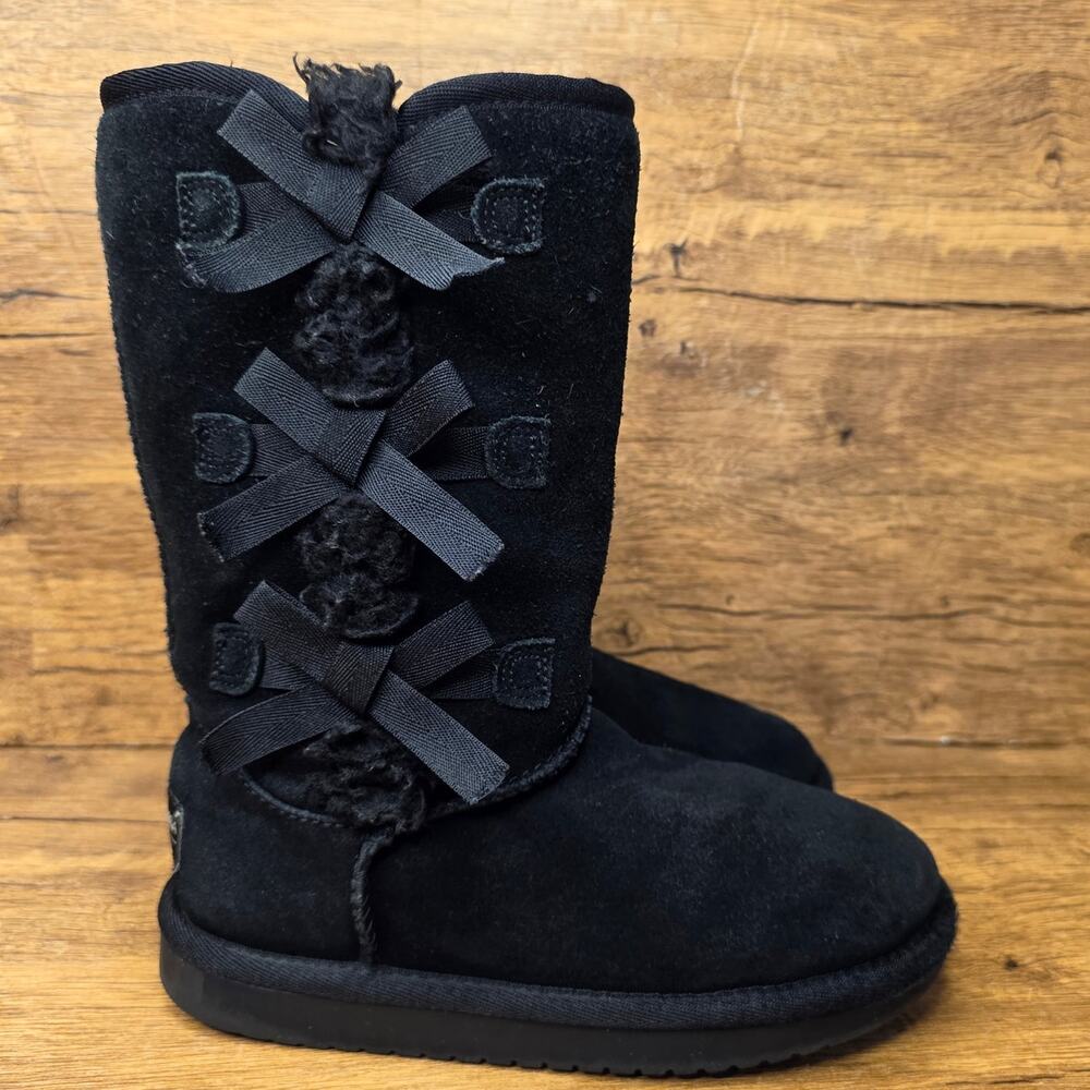 Koolaburra by UGG victoria tall black Triple Bow Suede Mid calf boots size 13